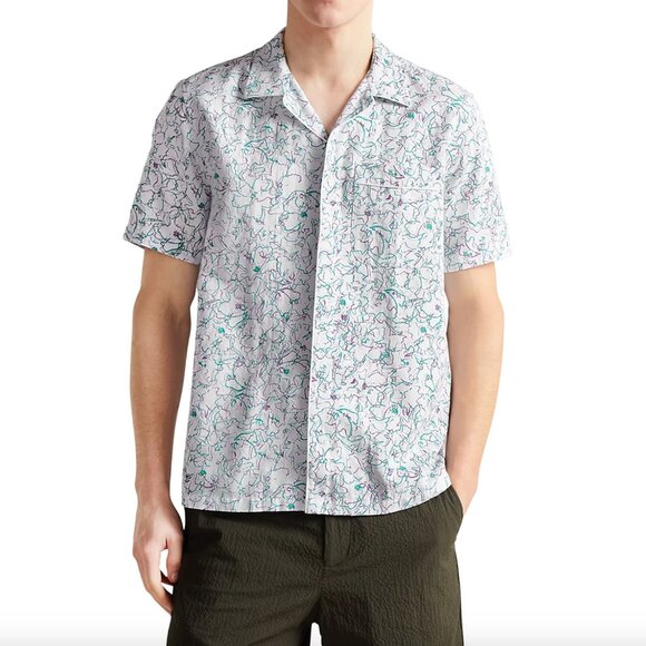 Ted Baker Bartlet Short Sleeve Printed Button-Up Shirt Size 5/Large